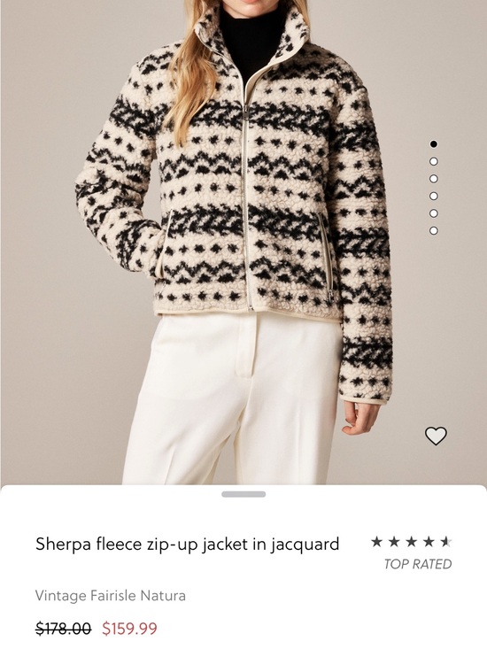 Jackets & Blazers - J Crew Sherpa Fleece Zip-Up Jacket in Black & Cream